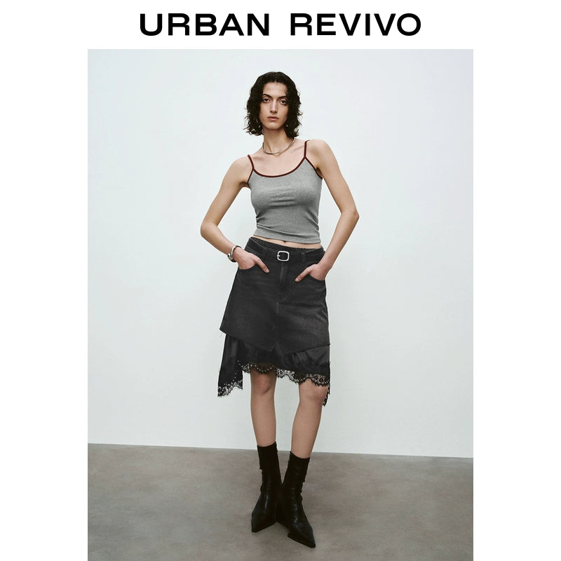 URBAN REVIVO Contrasting Splicing Slim Skinny Vest