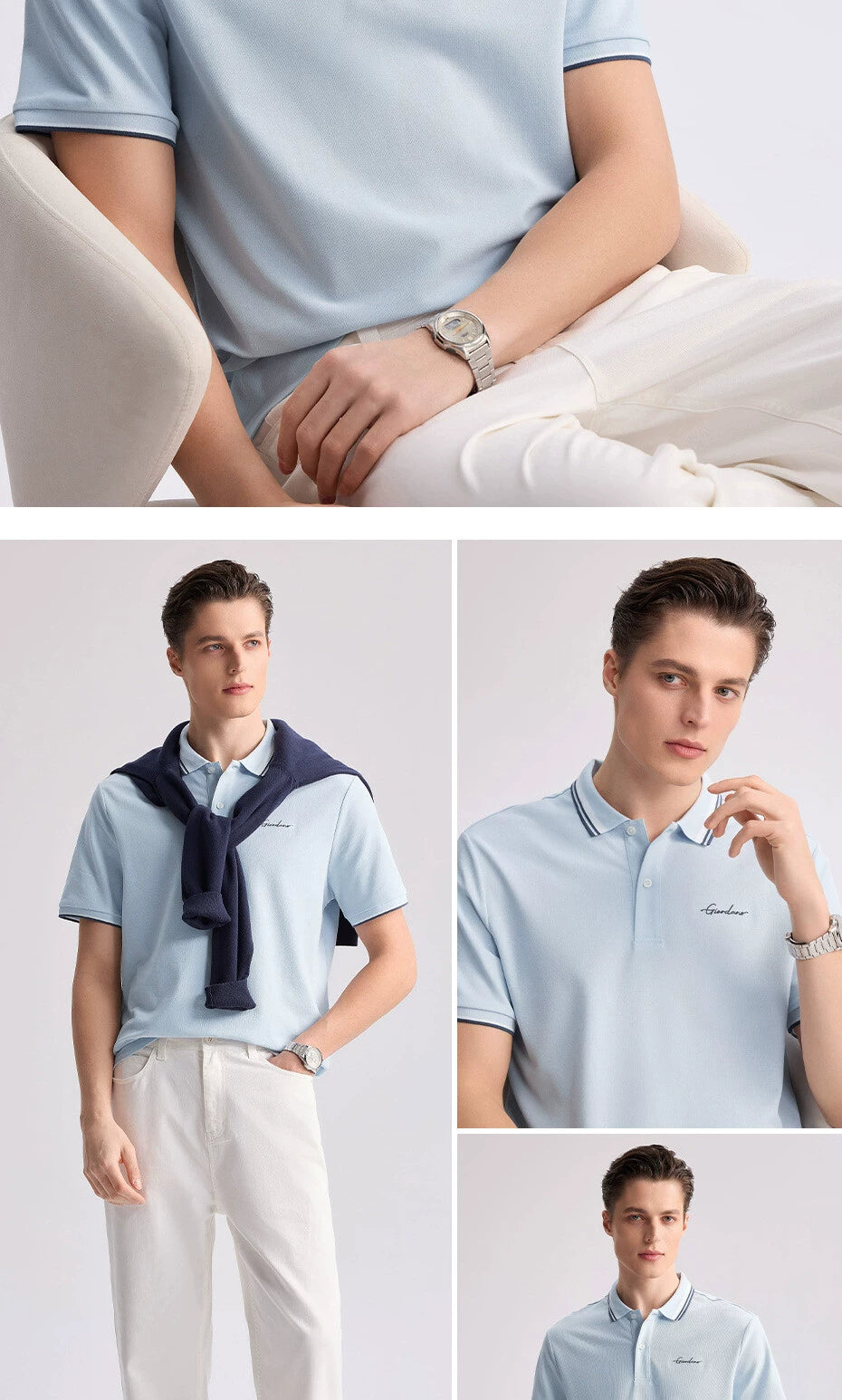 Giordano Embroidery Contrasting Edge Casual Tee