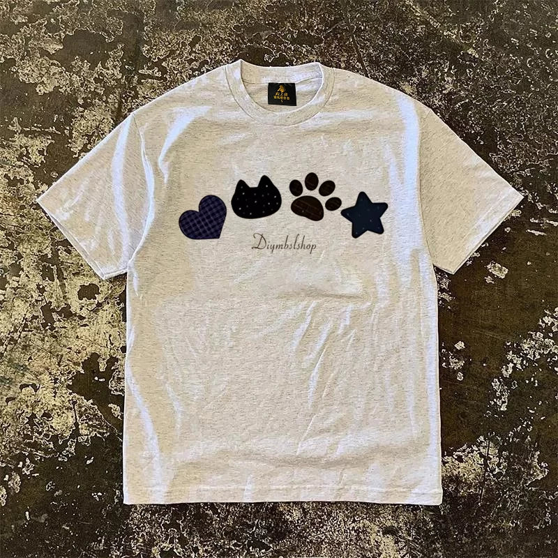 UPUPXIA  Simple Round Neck Loose Tee