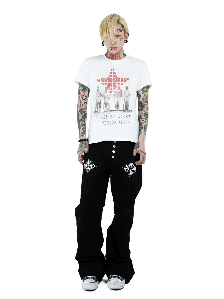 DETW 25ss * "Soldier" original niche retro vintage * front shoulder slim fit design short sleeve Tee