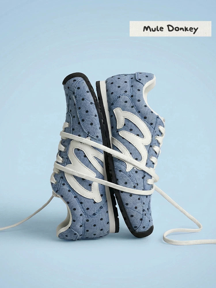 Donkey Vintage Polka Dot Versatile Flat Sneakers