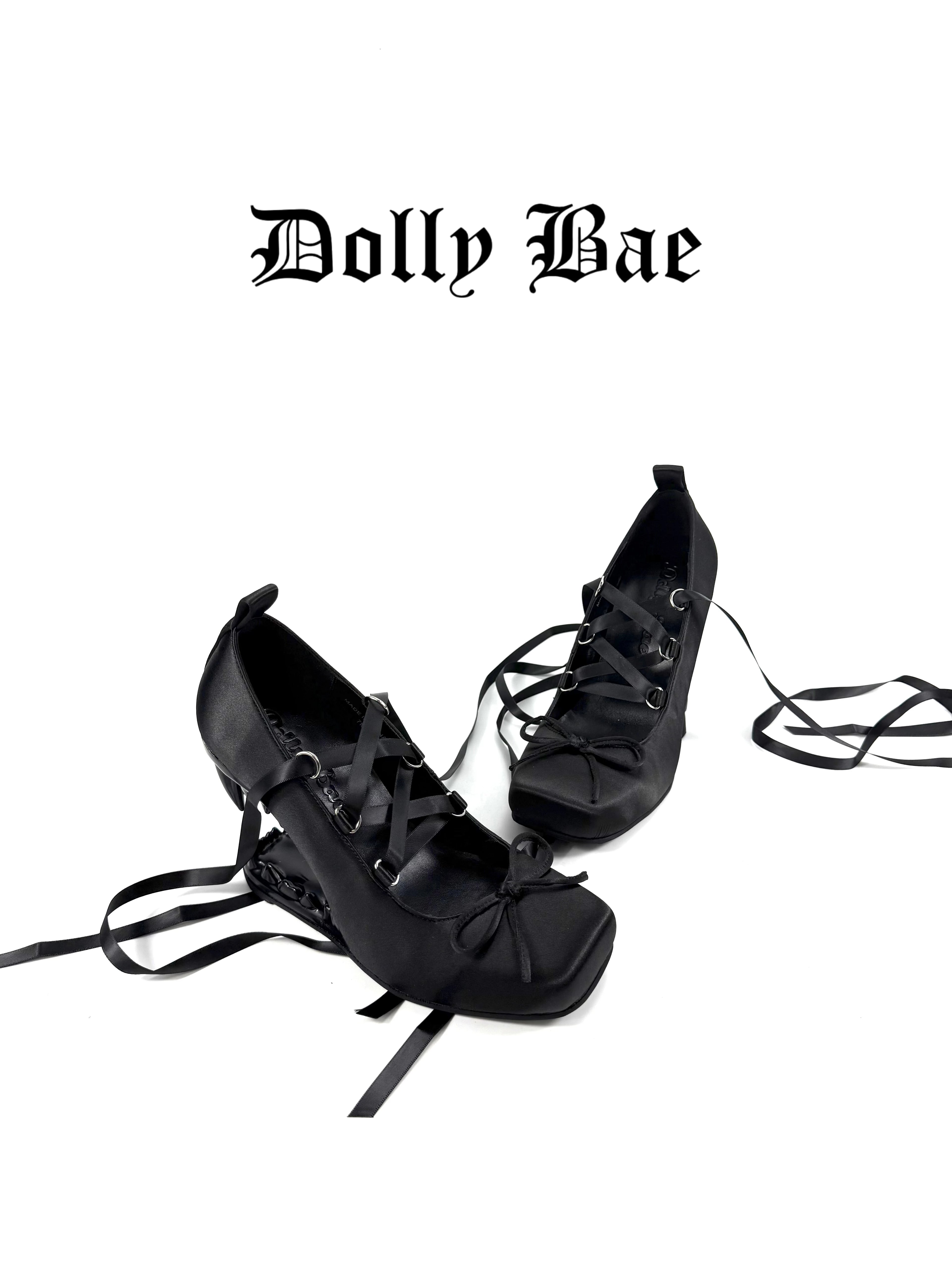 Dollybae Straps Square Head Satin Heels