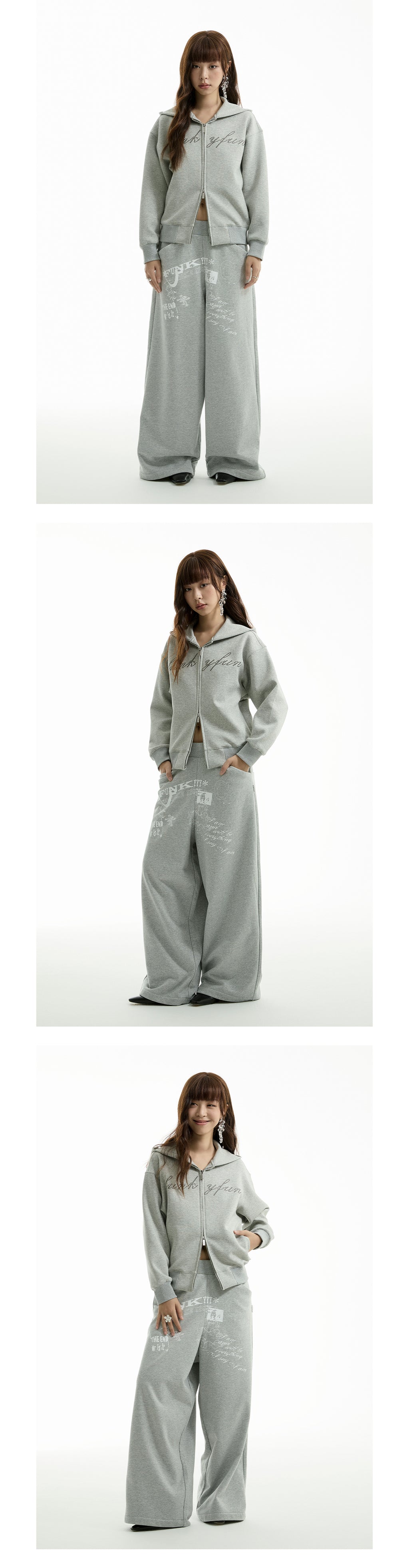 FUNKYFUN 2024AW LOGO Hot Diamond Cardigan Hooded Space Cotton Sweater Jacket