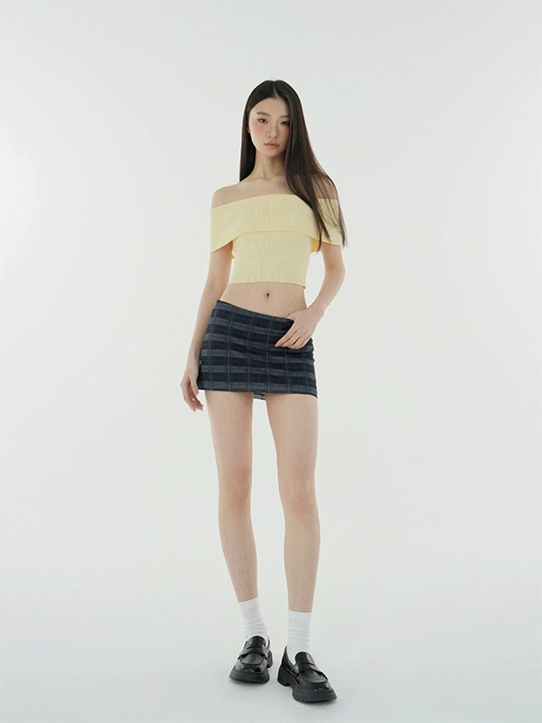 Jim Kennet Low-rise Plaid Anti-light Skirt