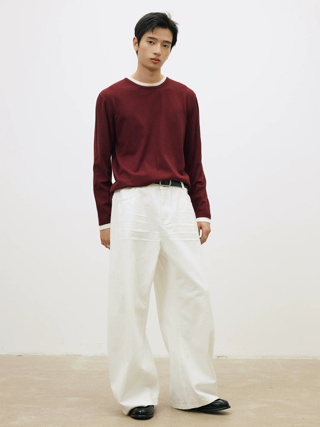 LR Contrasting Splicing Knitted Sweater