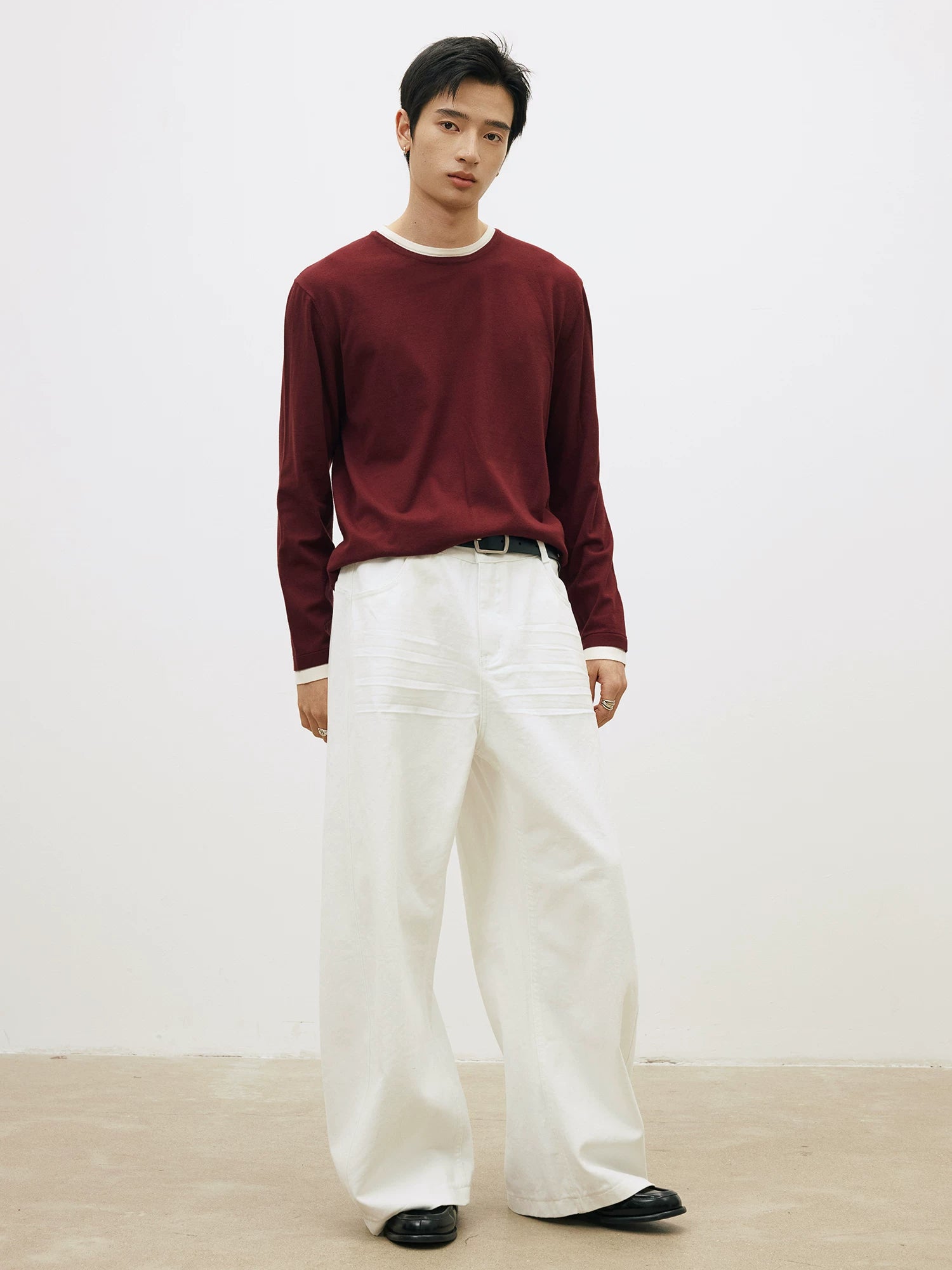 LR Contrasting Splicing Knitted Sweater