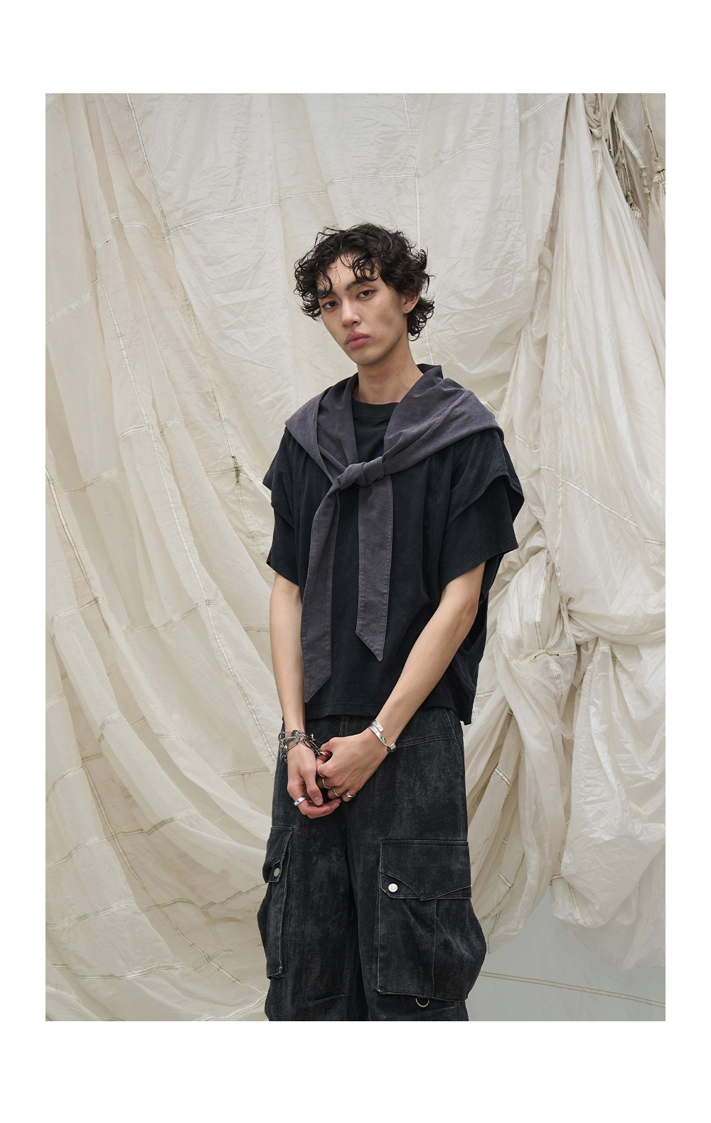 RELABEL Short Width Removable Large Hood Casual Short Sleeve