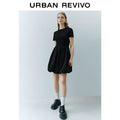 URBAN REVIVO Simple Temperament Bud Slim Short-sleeved Dress