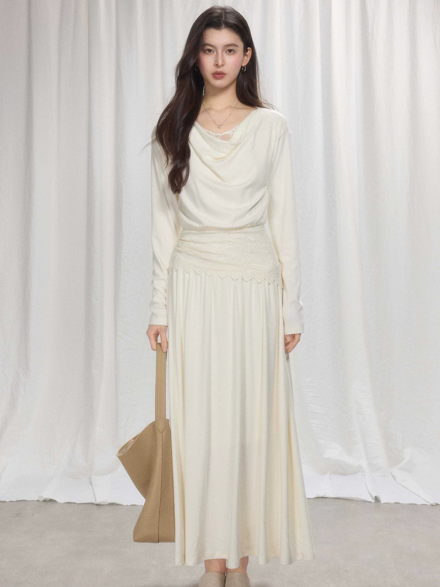 TYANG Temperament Swing Neck Long-sleeved Dress