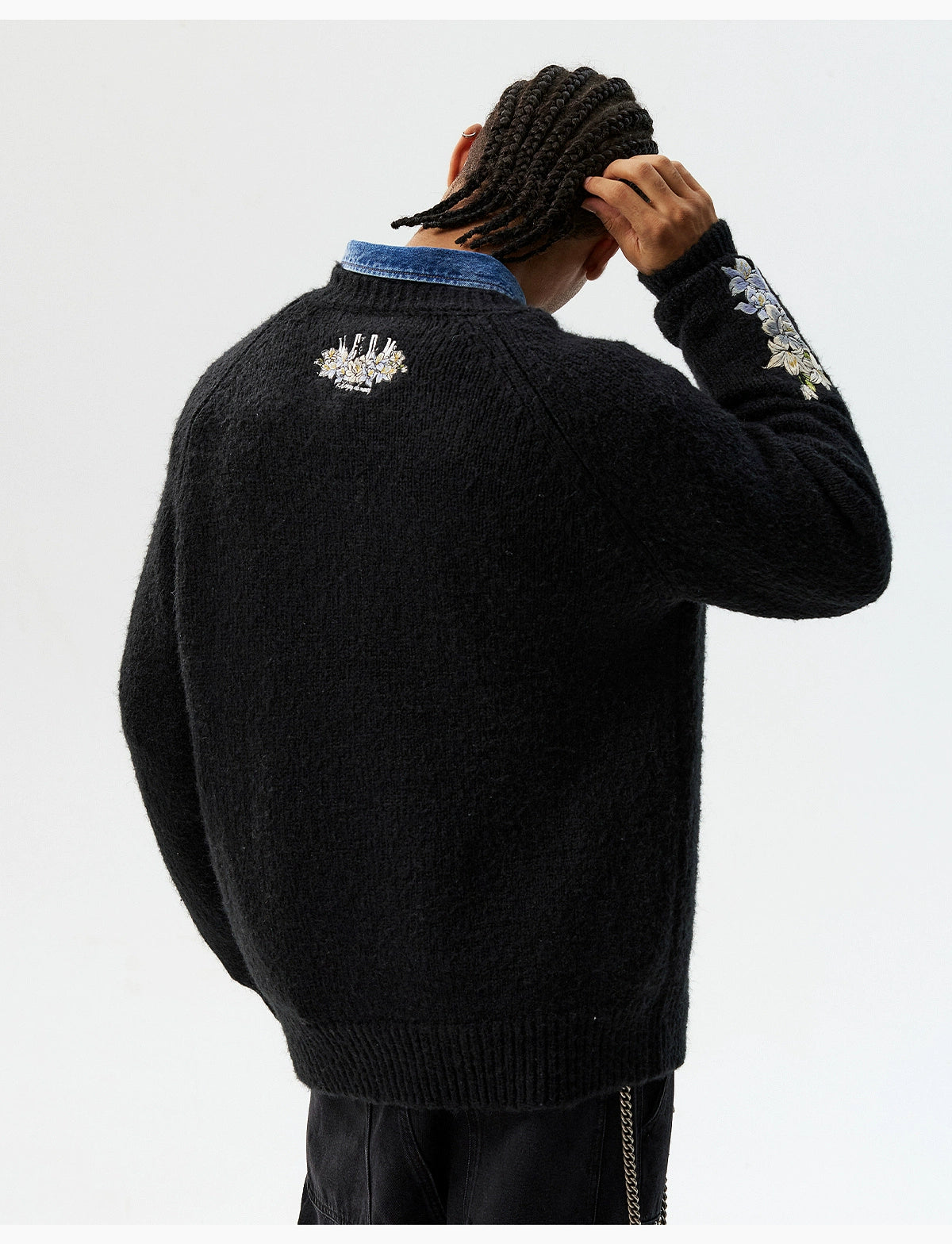 MEDM Floral Mohair Casual Crew Neck Sweater