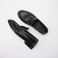 NO LOGO Leather Soft Waxy Pleated Leather Shoes