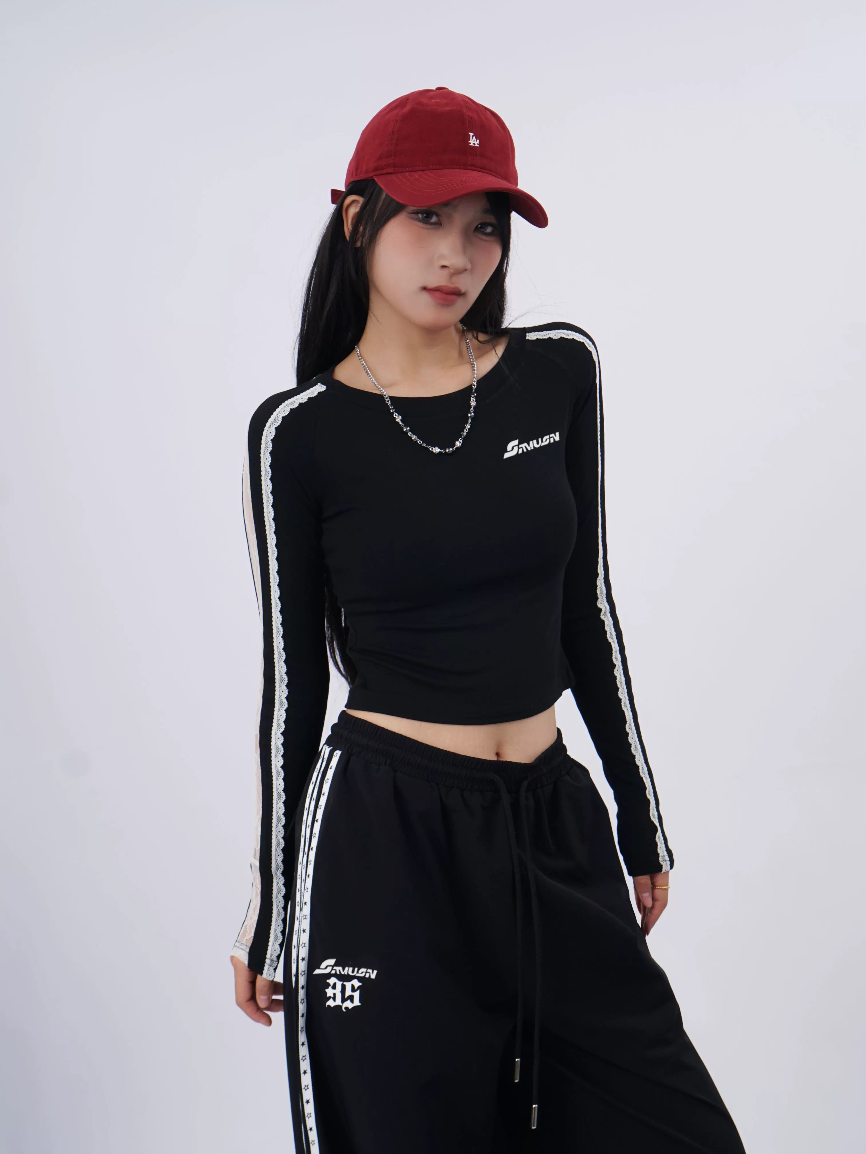 SAMUSAN Super Sa Lace Splicing Short Long Sleeve