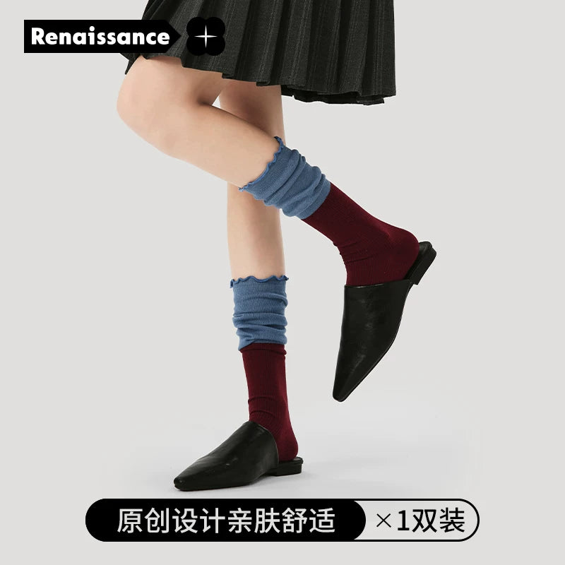 Renaissance high-end Ankola red miu wind bow socks