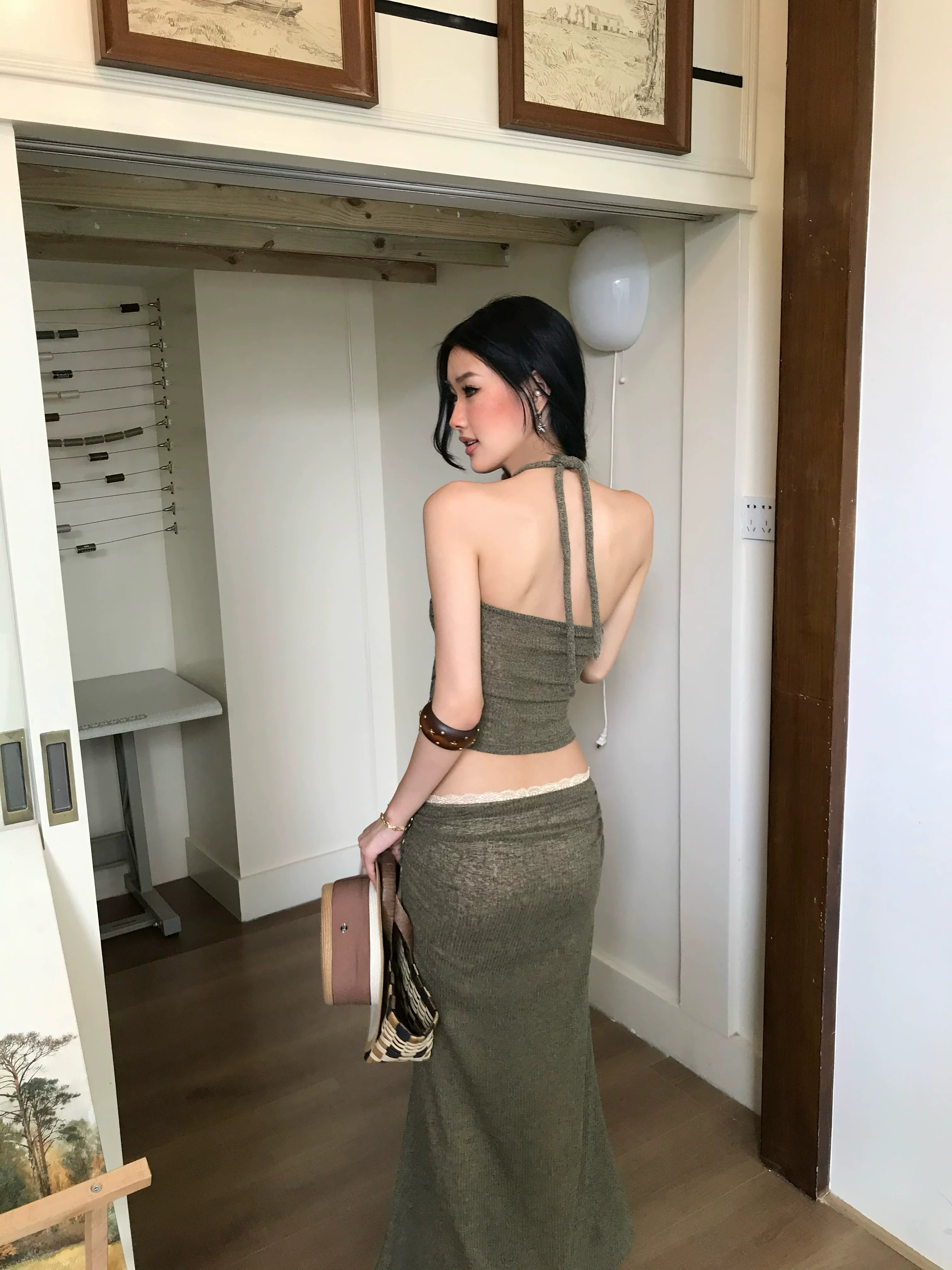 Audwyn Slim and Thin Neck Tube Top Skirt Set