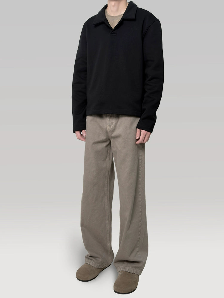 PLUS NO LOGO POLO Collar Lazy Magnetic Pullover Sweater