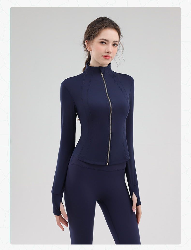 TIANQINGSE Stand-up Collar Windproof Zipper Slim-fit Sports Jacket