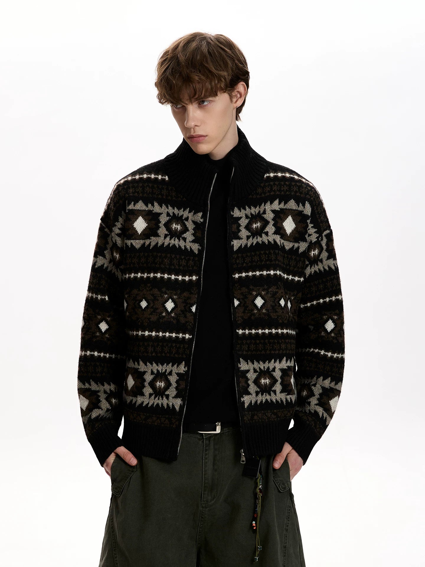 A PUEE Retro Lazy Loose Warm Knitted Cardigan