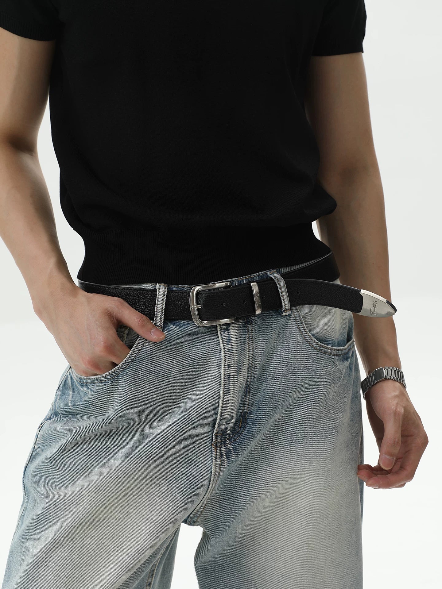 Turn Tide Top-Grain Pebbled Calfskin Leather Belt