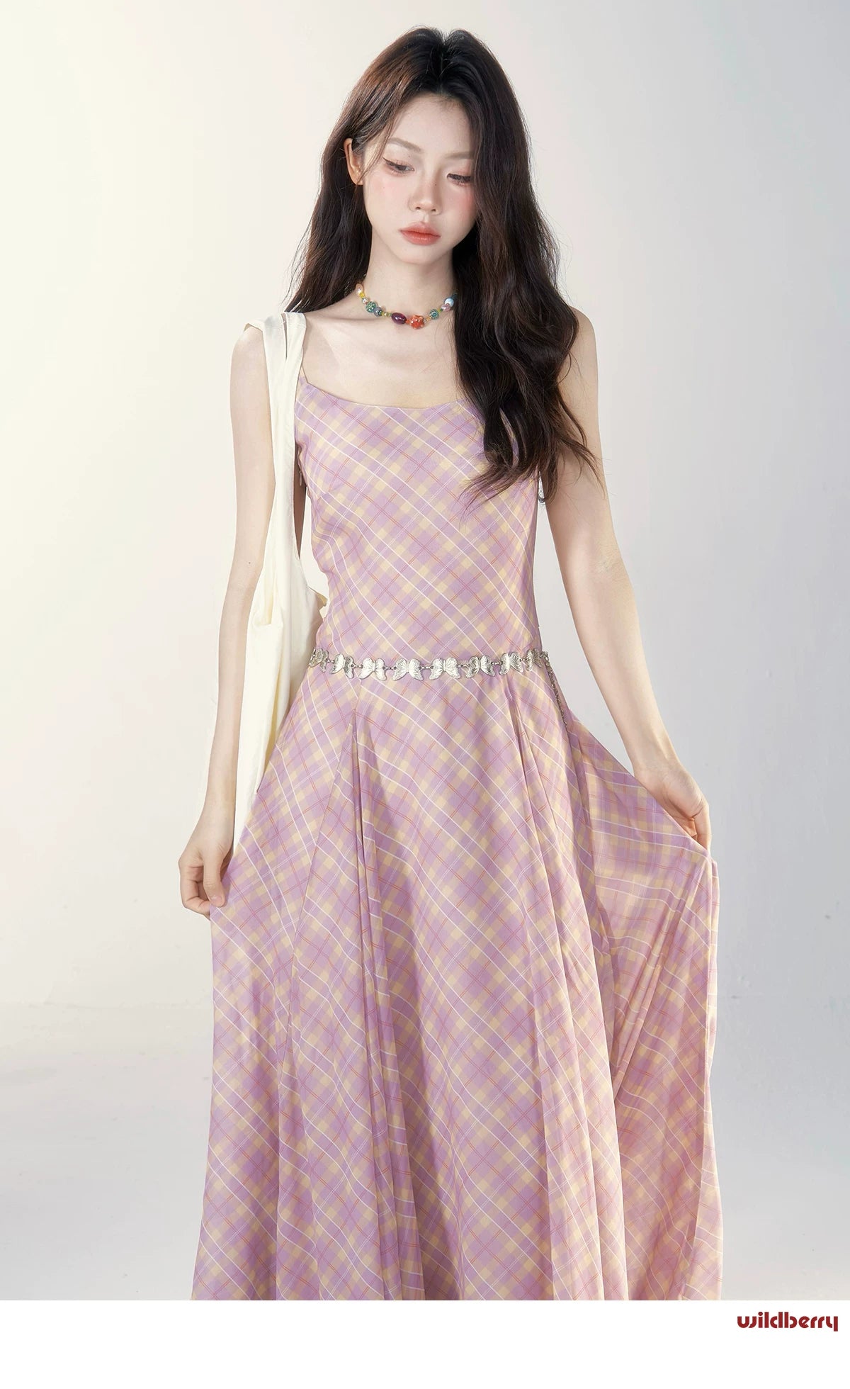 Wildberry Red Plaid Waist Suspender Dress