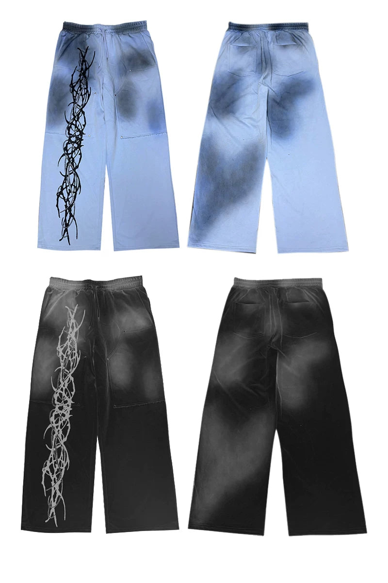 PAIKI Loose and Versatile Ink-splashed Sweatpants