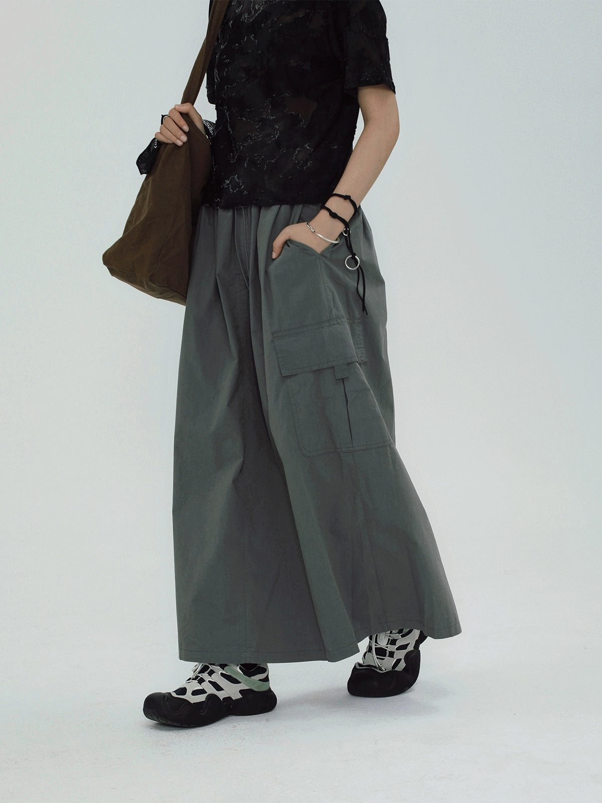 STILLYOU Vintage Versatile Tooling Double Pocket Skirt