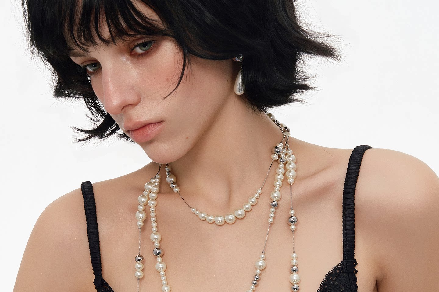 SUMIYAKI Love Lock Cylinder Key Pearl Long Necklace