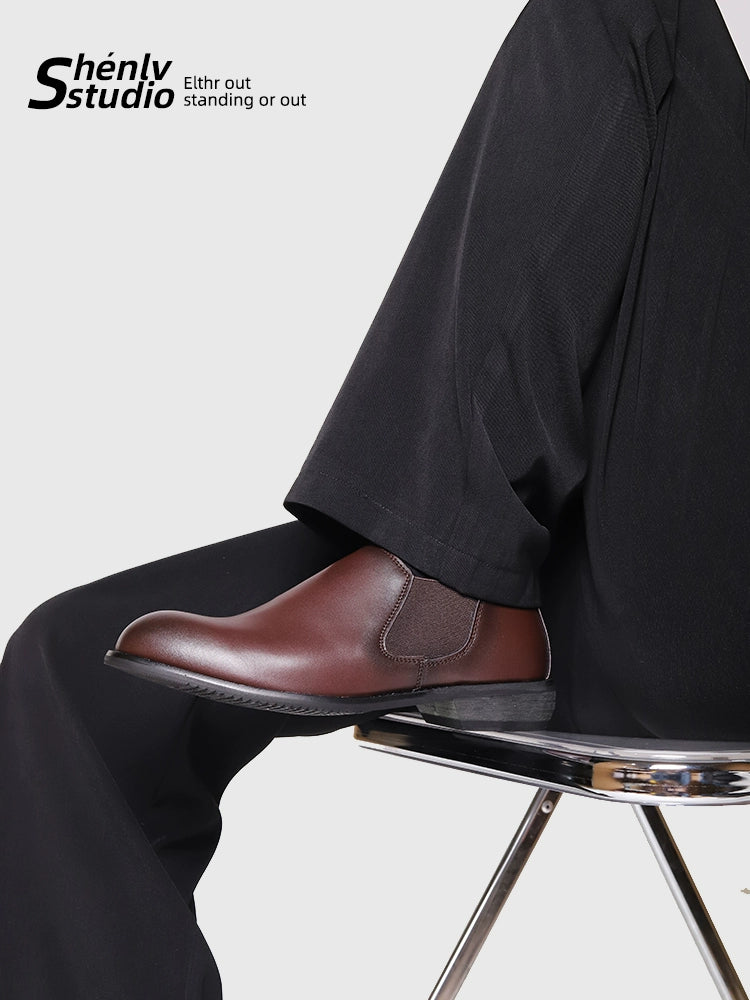 SHENLV STUDIO Pointed Round Head Dress Business Commuter Versatile Leather Shoes