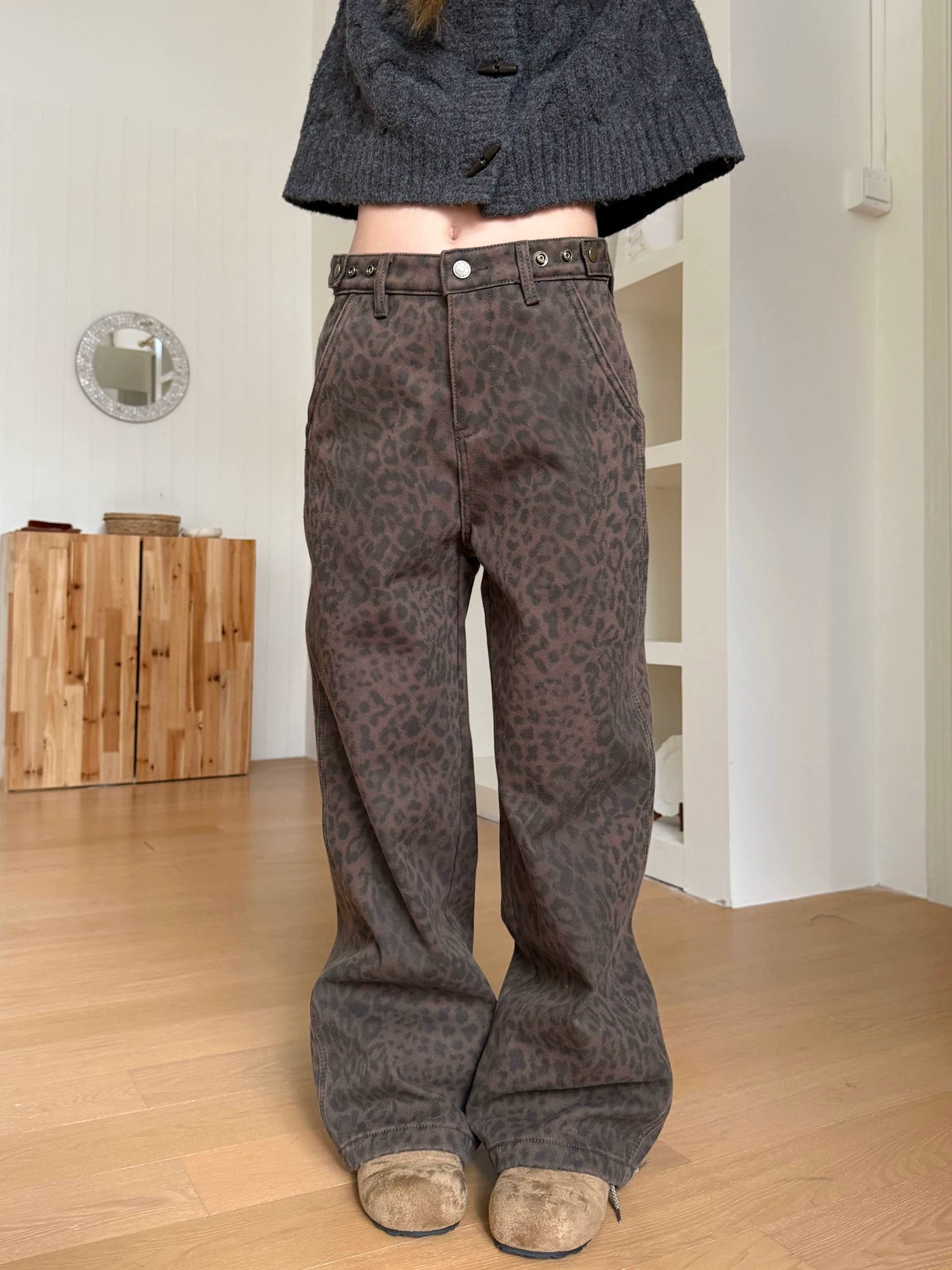 CCYE Leopard Straight Jeans