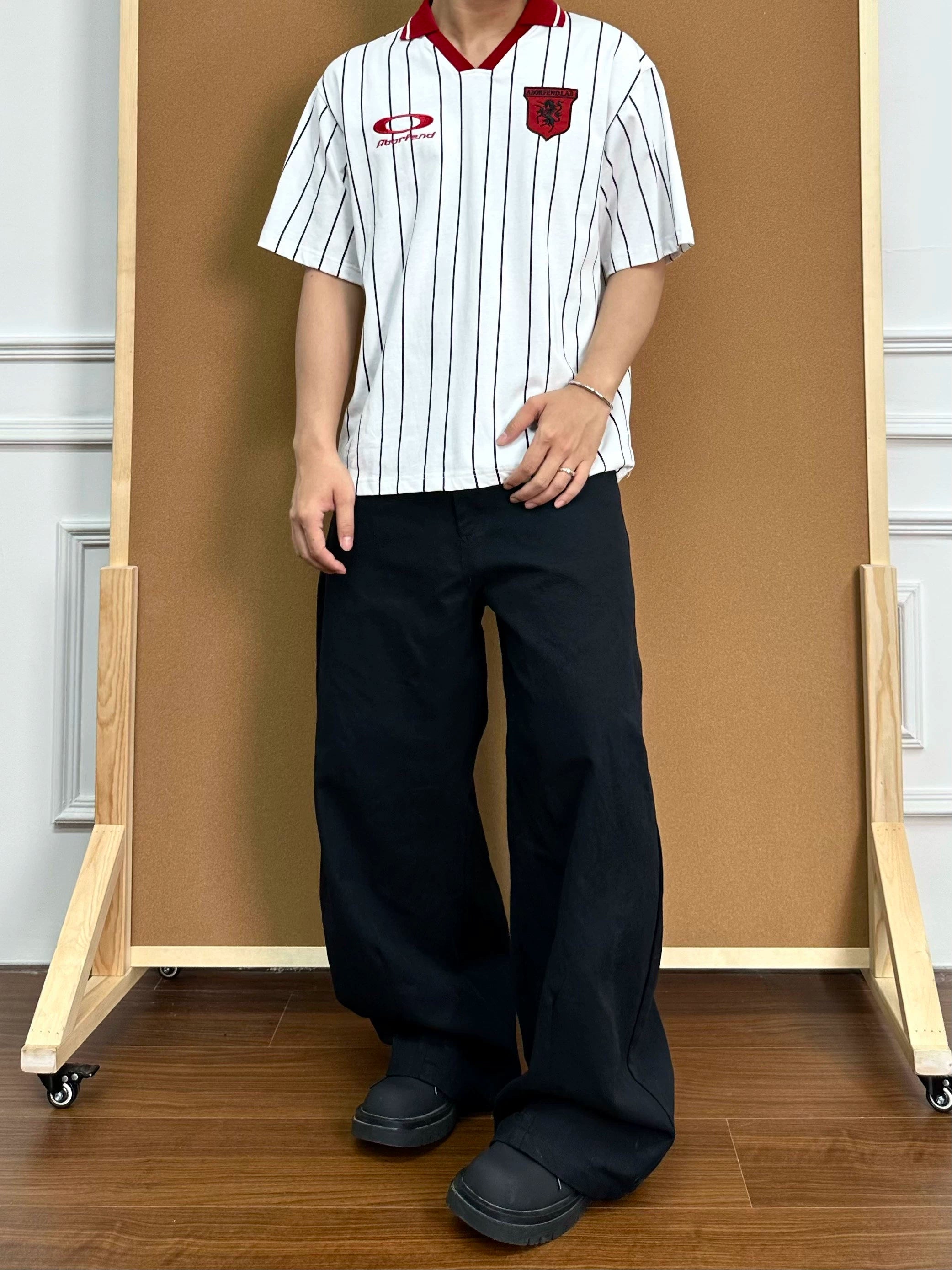 BeOurRule Vintage Badge Embroidered Striped Tee