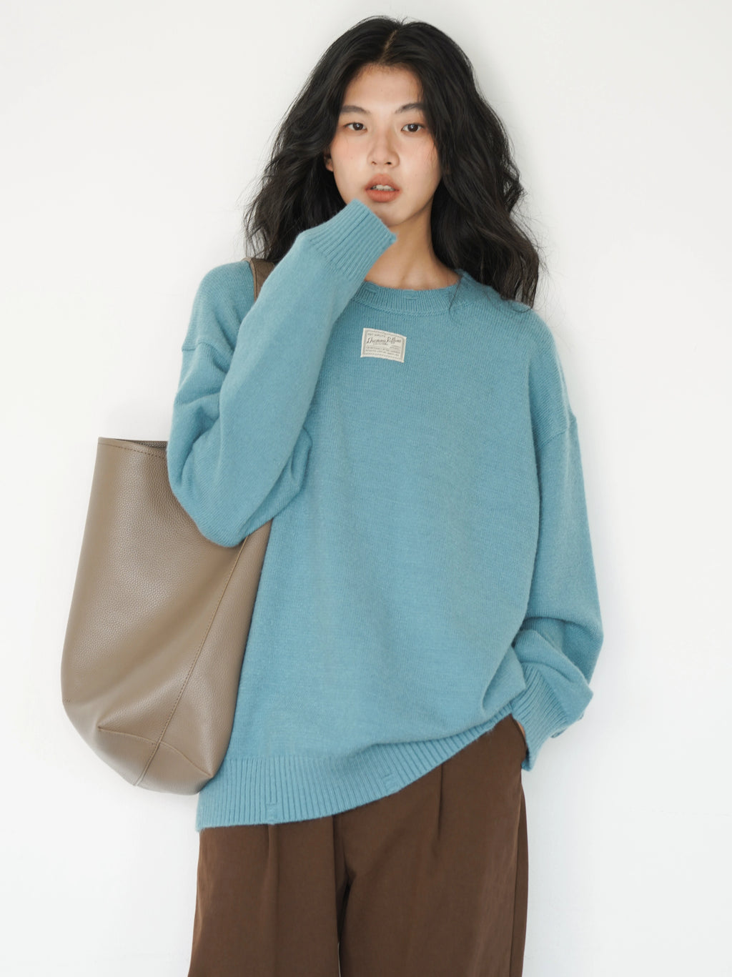 EIGHTHMONTH Lazy Style Crew Neck Pullover Loose Knitted Sweater