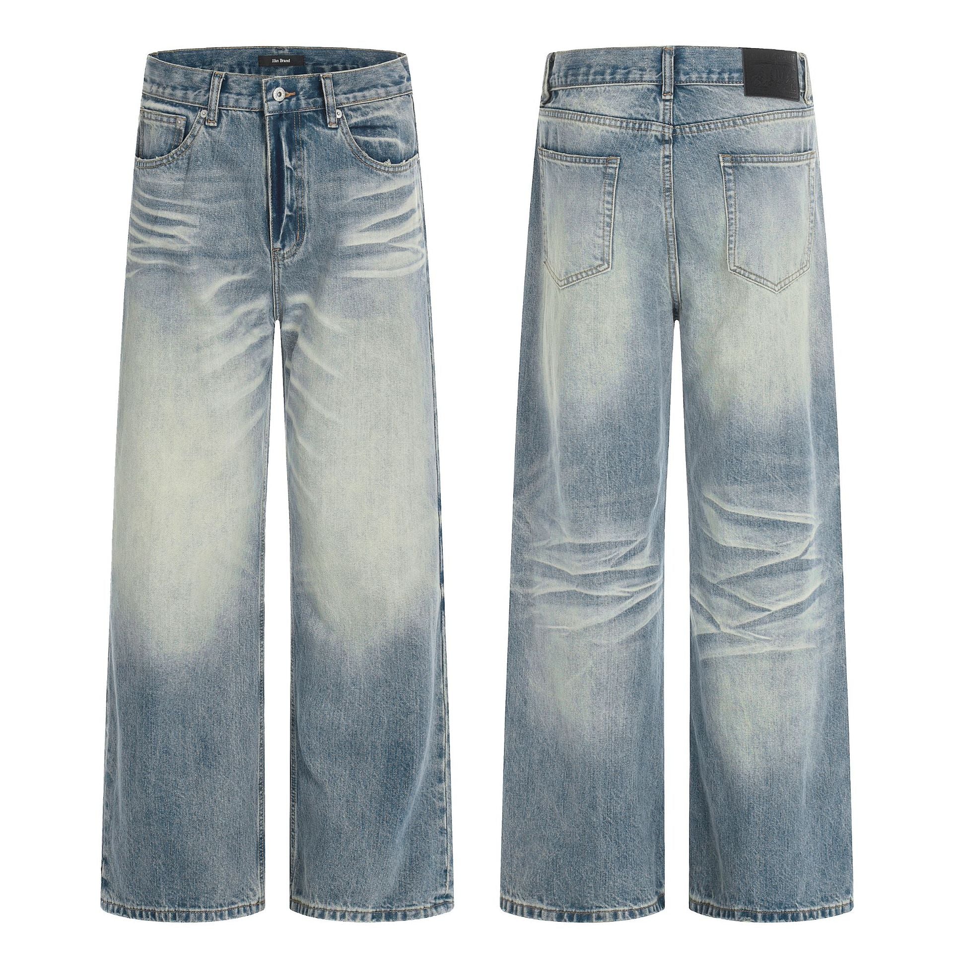 11KN Retro Cat Beard Loose Straight Jeans