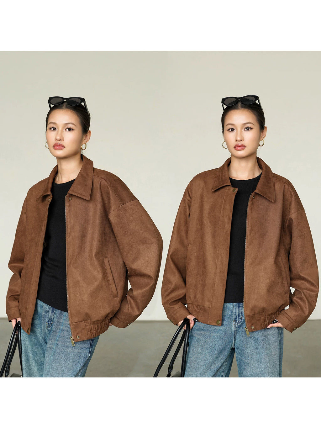 OUSPH Vintage Lapel Loose Casual Jacket