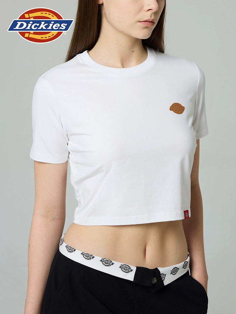 Dickies Elastic Slim Short Front Chest Small LOGO Printed Tee