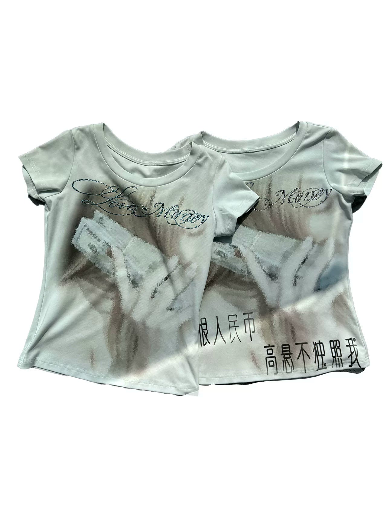 No E Mosen Retro Portrait Print Casual Tee