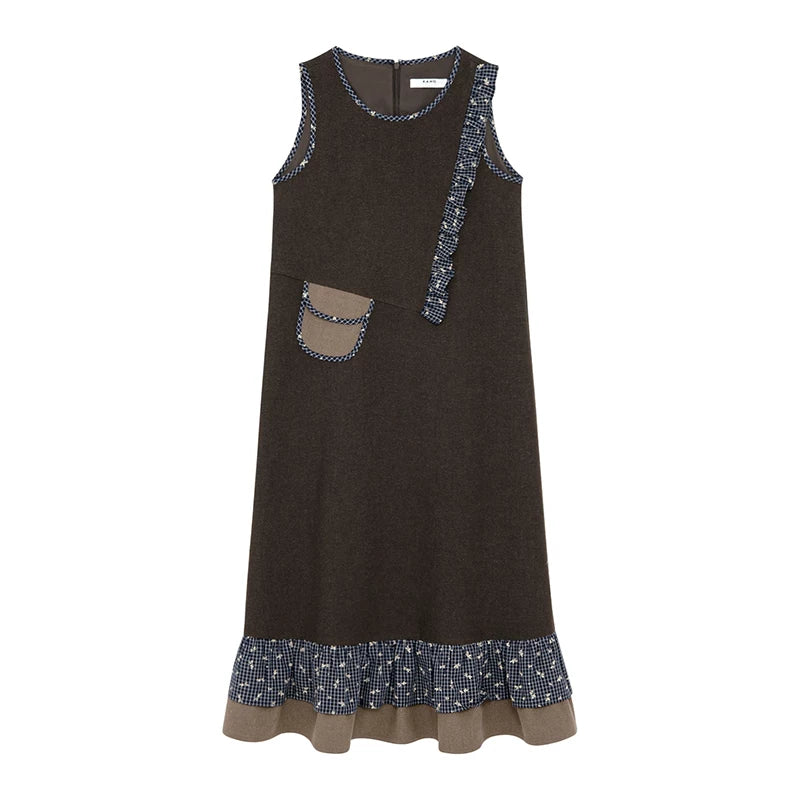 Kano Floral Checked Lace Pouch Vest Skirt