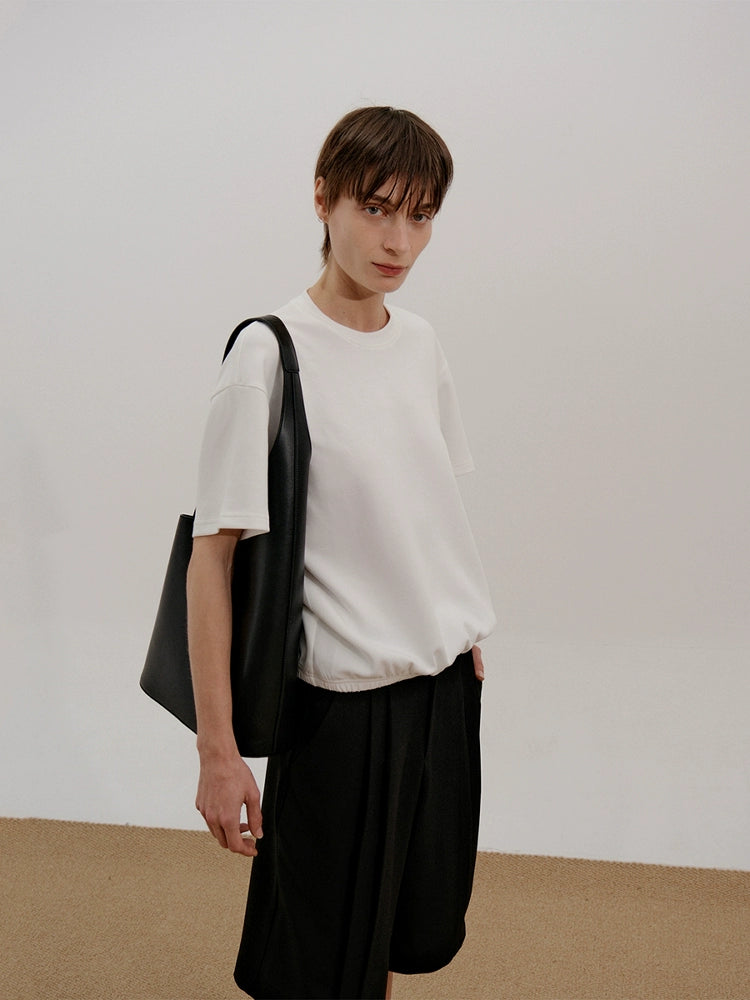 COLN Solid Color Versatile Hem Elastic Tee