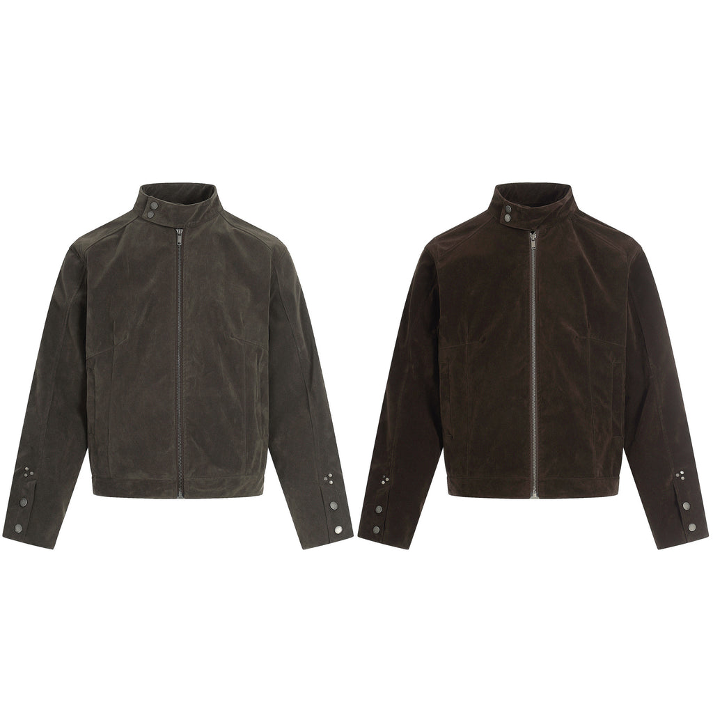 11KN Retro Fleece Simple Stand-up Collar Jacket