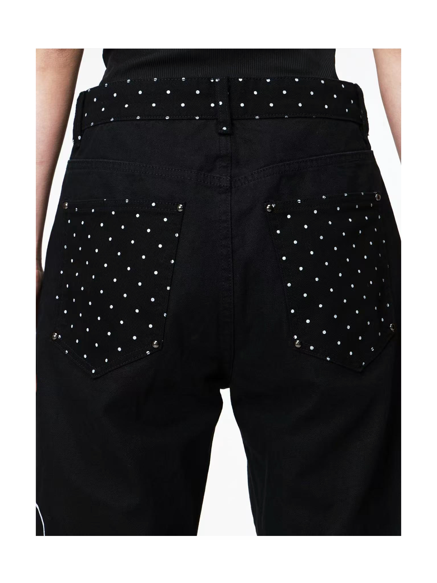 DETW Vintage Polka Dot Splicing Jeans