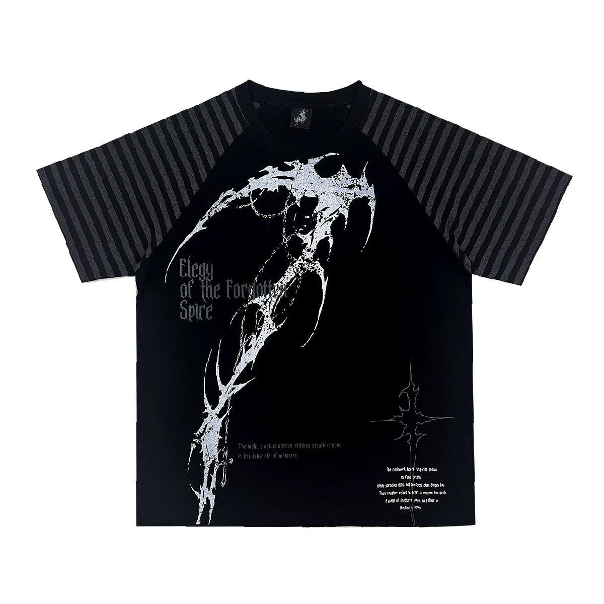 Wetbody Shoulder Sleeve Tattoo Print Casual Tee
