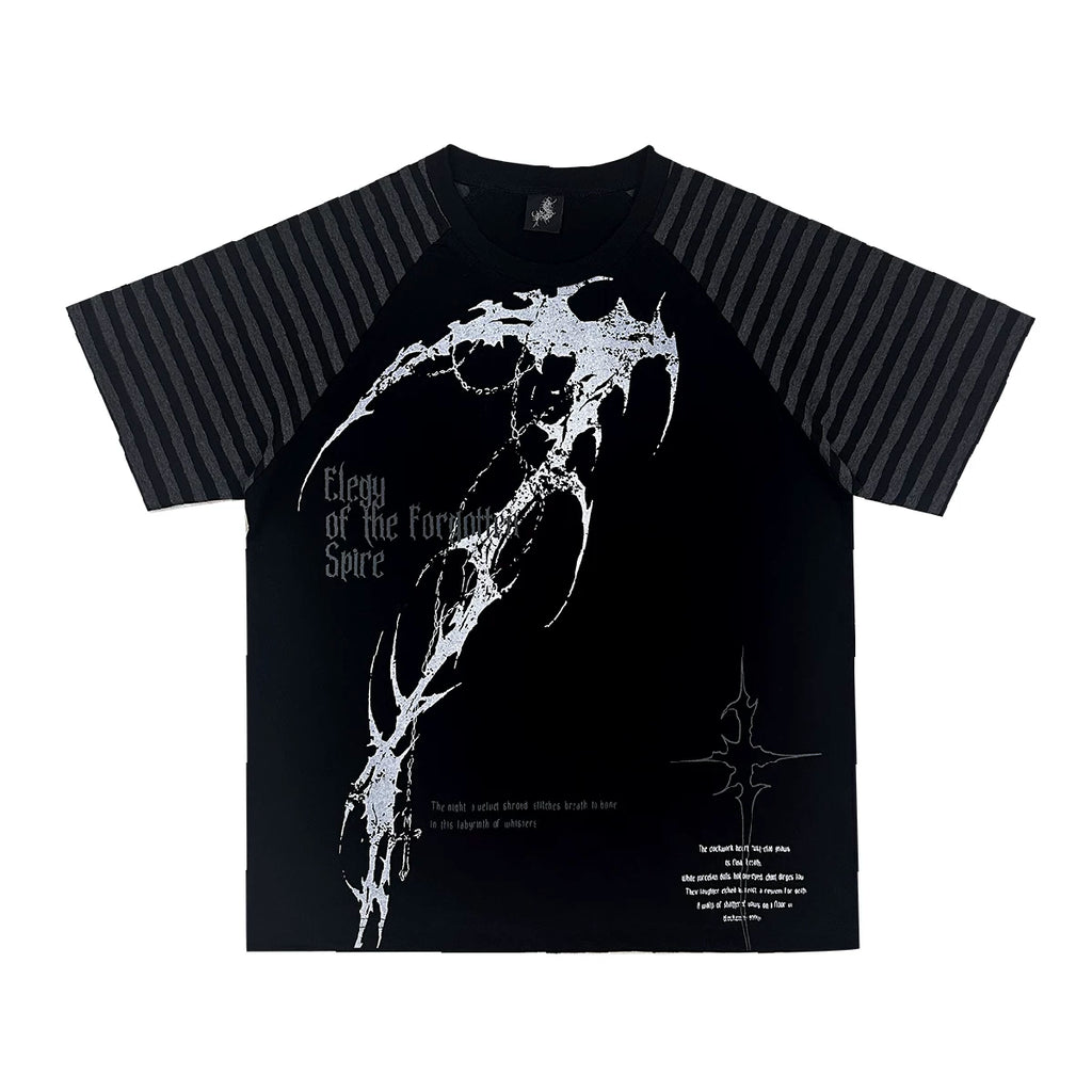 Wetbody Shoulder Sleeve Tattoo Print Casual Tee
