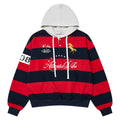 HACR Striped Stitched Embroidered Hooded Sweater