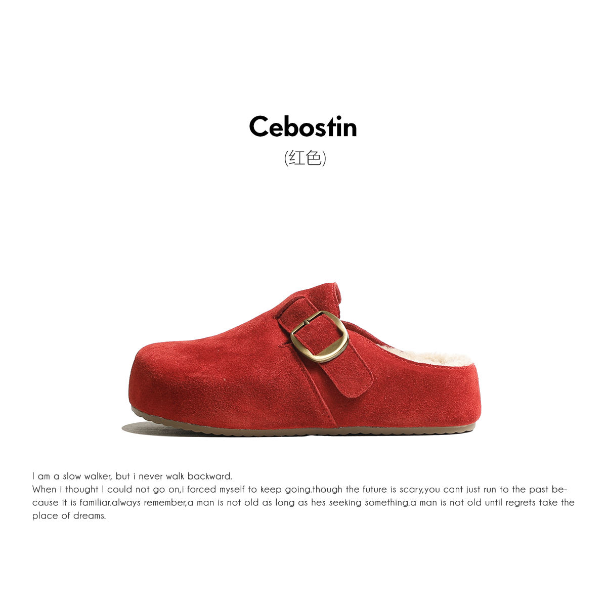 Cebostin Heightening Cow Cashmere Velvet Warm Birken Half Slippers