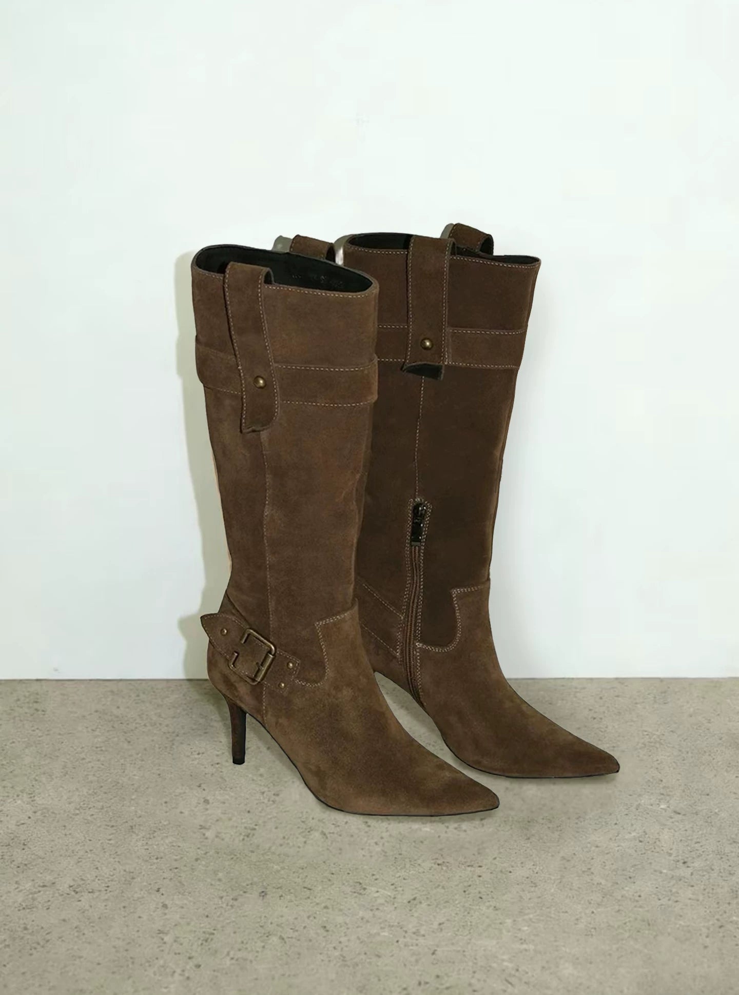 Maltelle Pointed Belt Buckle Stiletto Boots