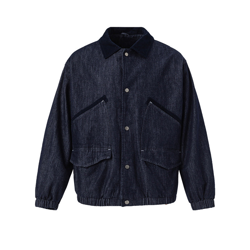 UNF Vintage Thickened Warm Lapel Denim Jacket