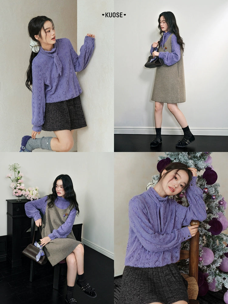 Kuose Lace Silk Scarf Streamer Temperament Shirt