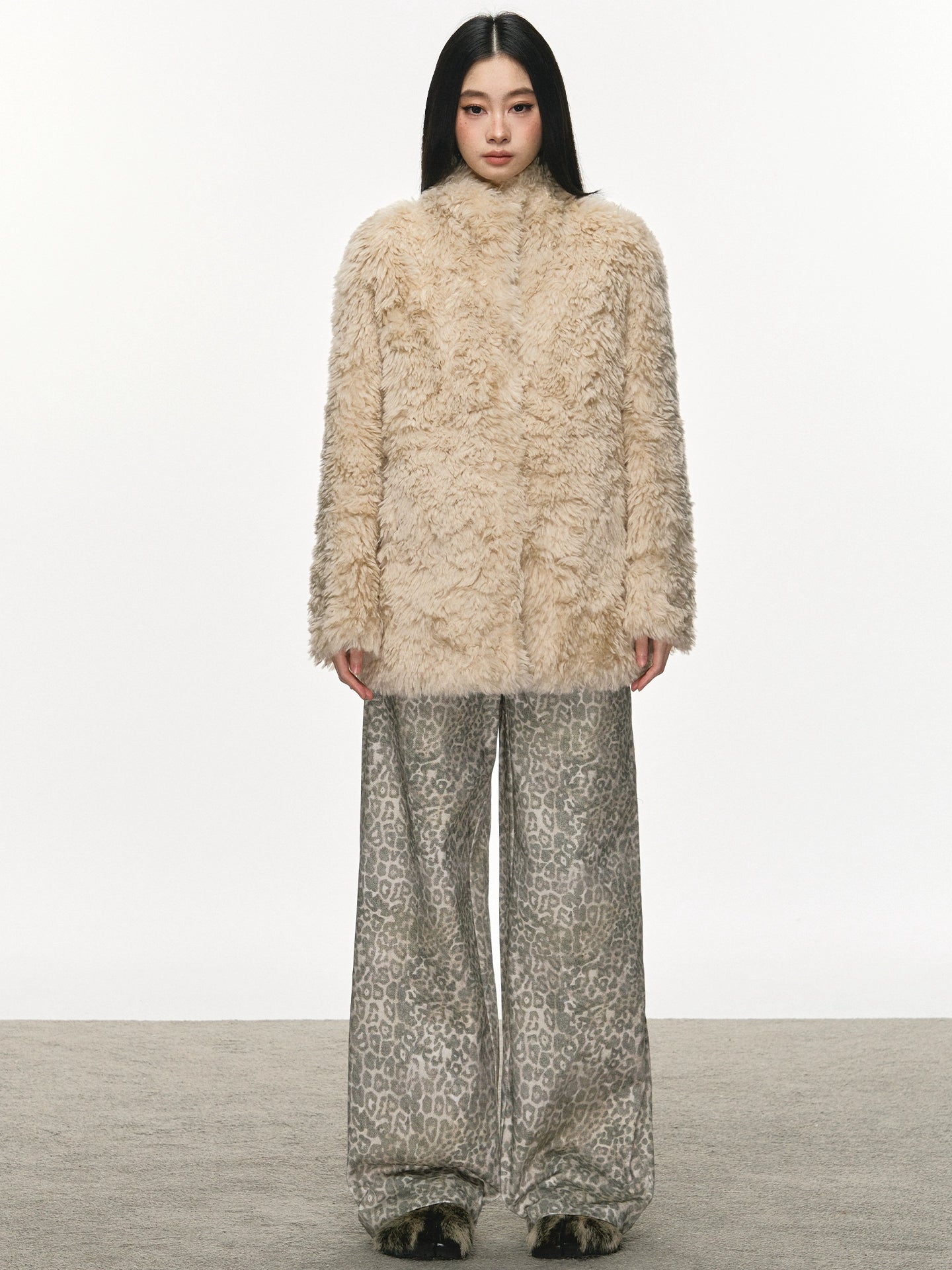 Anna Aneae Lamb Wool Loose Mid-length Coat