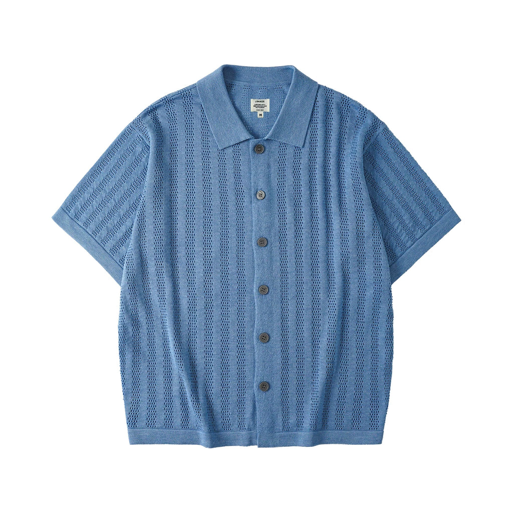 LR MADE Hollow Breathable Short-sleeved Knitted Shirt