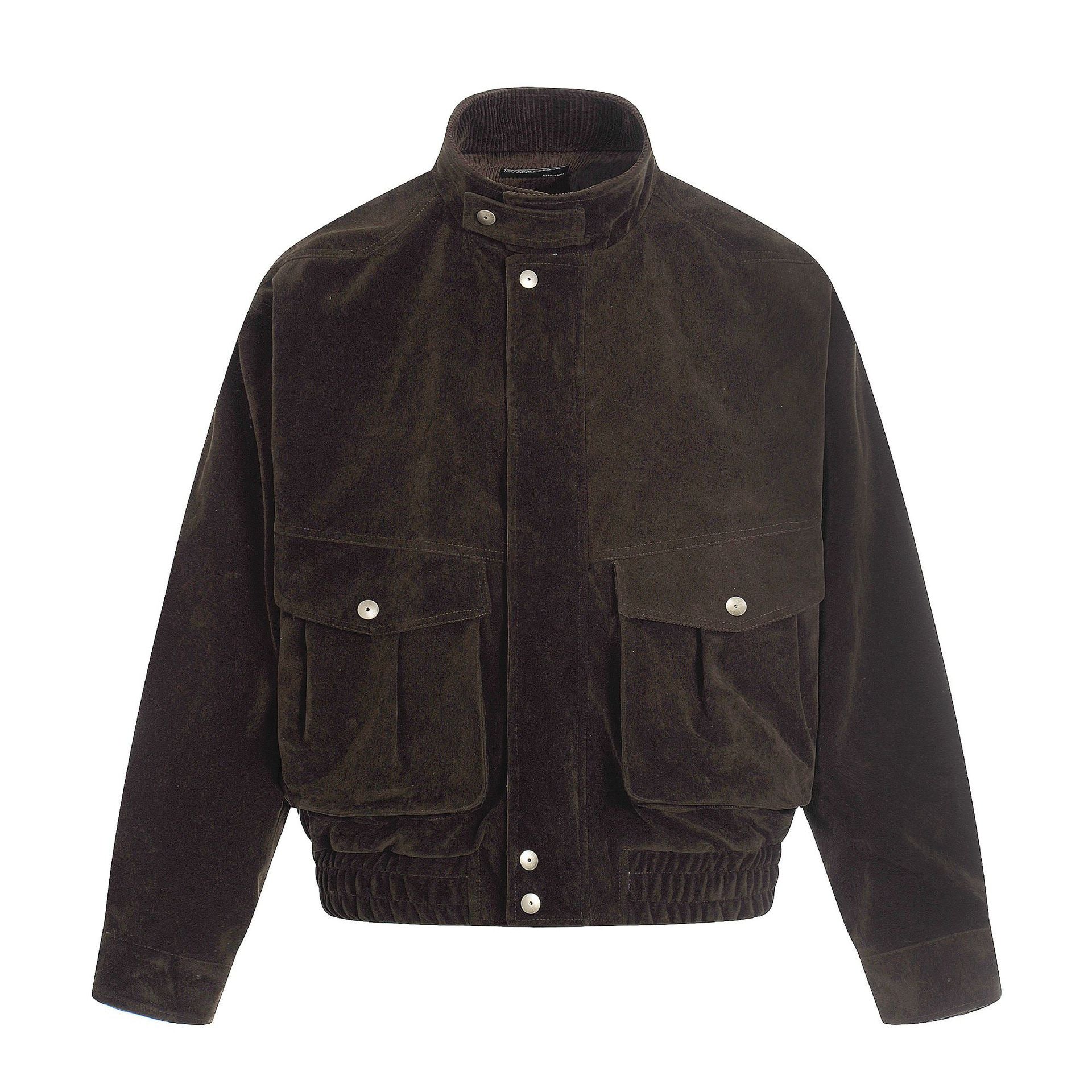 11KN Retro Plush Casual Loose Stand-up Collar Versatile Jacket