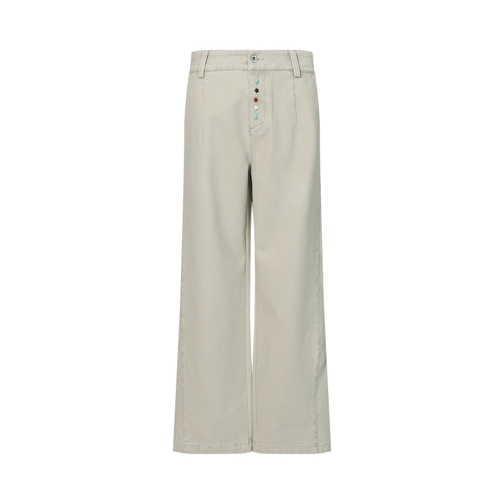 FUNKYFUN Hand-sewn Colorful Starfish Button-up Straight Casual Pants