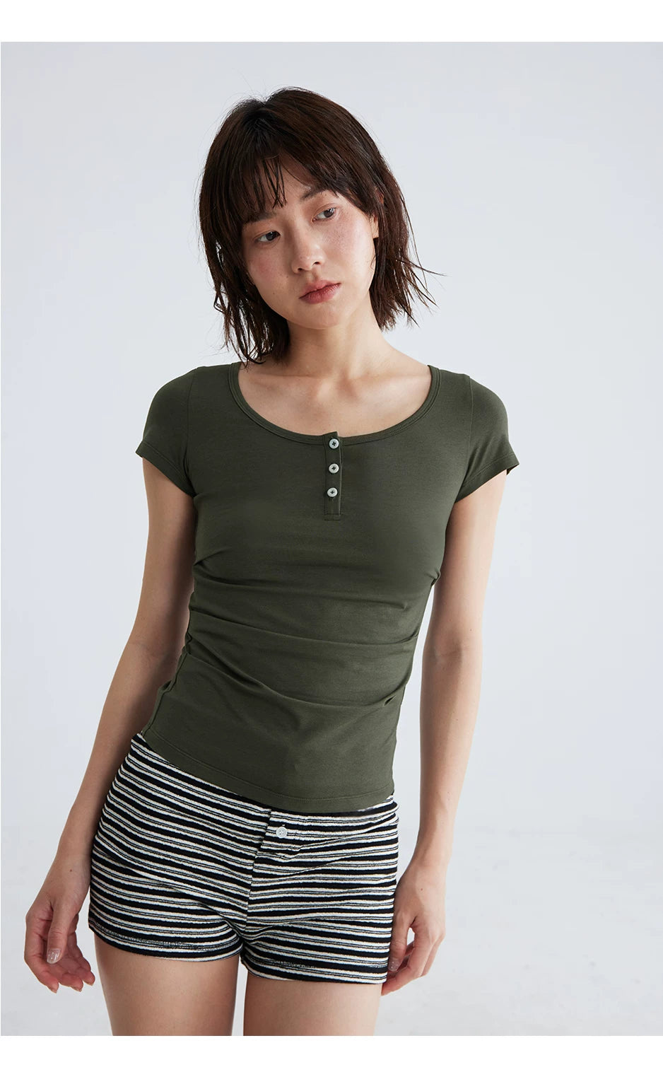 CryingCenter Round Neck Pleated Tee